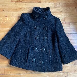 Guess 3/4 sleeve Textured funnel neck Pea Coat